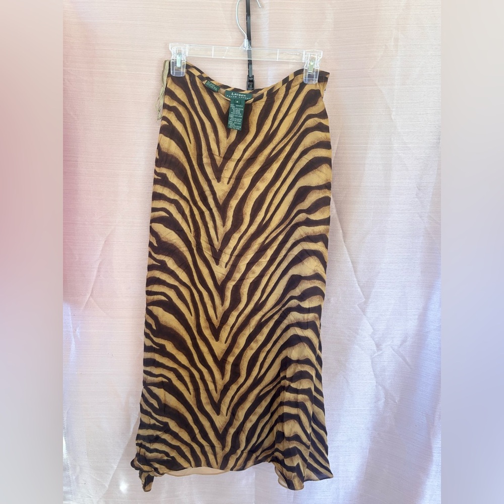 Ralph Lauren Zebra Print Pencil Skirt - Brown and Tan